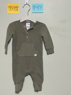 NWOT Modern Moments by Gerber Olive Waffle-Knit Baby One-Piece (0-3M)